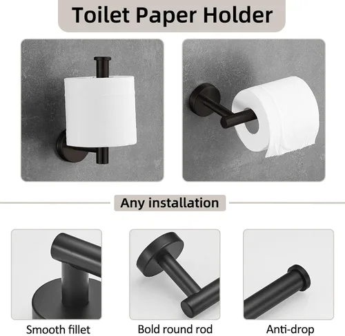 Miniatura 6 de Juego de accesorios de baño de 5 piezas, juego de toalleros de acero inoxidable SUS304, toallero de mano de 16 pulgadas, estante de papel higiénico