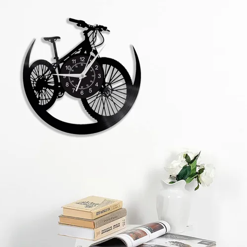 Miniatura 5 de Reloj de pared de disco de vinilo para bicicleta, creativo de 12 pulgadas, decoración de bicicleta de montaña, regalos para hombres y mujeres, hecho