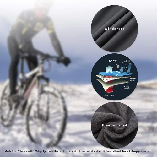Miniatura 3 de Souke Sports Pantalones de ciclismo de invierno para hombre, a prueba de viento, de forro polar térmico para ciclismo pantalones deportivos