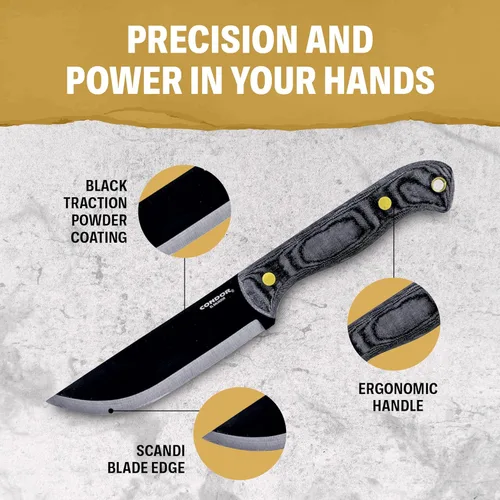 Miniatura 4 de Condor Tool & Knife SBK Cuchillo de hoja fija - Acero de alto carbono 1075 - Kydex con lazo de cuero para cinturón - Mango de micarta - Hoja de 5.3