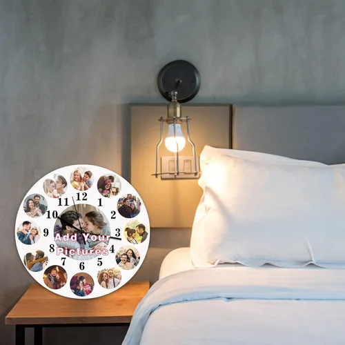 Miniatura 4 de Qingxily Reloj personalizado con imagen, relojes personalizados para paredes, reloj con foto personalizado, regalo para el día de San Valentín, día