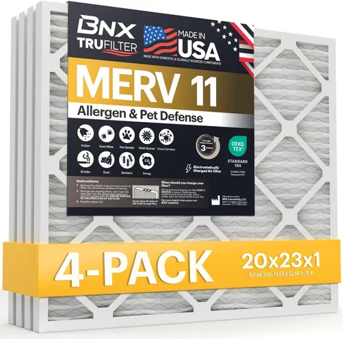Miniatura 9 de BNX TruFilter - Filtro de aire MERV 11 de 18 x 20 x 1 pulgadas (paquete de 6) – Fabricado en Estados Unidos – Defensa contra Alérgenos Filtro