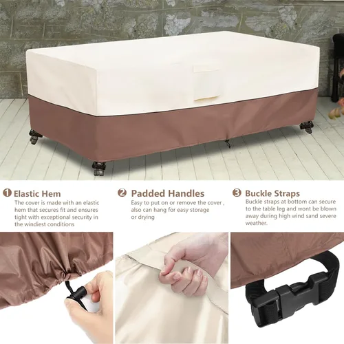 Miniatura 3 de okcool Funda para mesa de centro para exteriores, impermeable, rectangular, para mesa auxiliar pequeña, 48 x 28 x 16 pulgadas, fundas rectangulares
