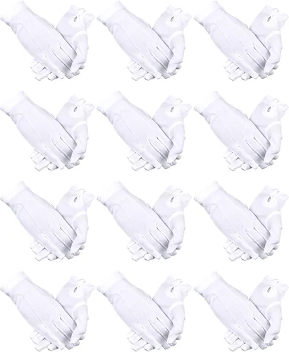 Miniatura 7 de SATINIOR 12 pares de guantes uniformes blancos y negros para hombres y mujeres, guantes de disfraz de desfile para policía, funeral, guardia formal