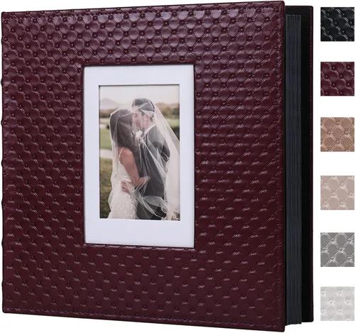 Miniatura 9 de RECUTMS - Álbumes de fotos de 60 páginas con tapa de cuero para manualidades, álbum de fotos autoadhesivo de 4x6, 5x7, 8x10, álbum de fotos Rosa