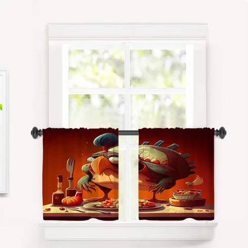 Miniatura 227 de Cortinas opacas de poliéster multicapa para cafetería, con diseño de diamantes, 2 unidades, 26 x 24 pulgadas
