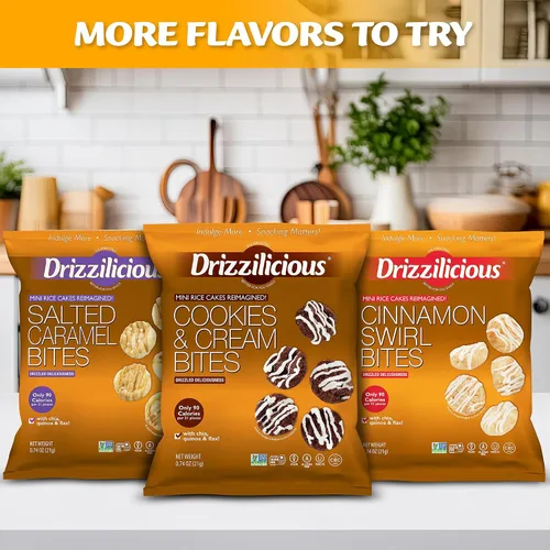 Miniatura 7 de Drizzilicious Paquete Variado de Mini Tortas de Arroz - Galletas de Arroz, Aperitivo Saludable para Adultos y Niños, Tortas de Arroz con Sabor