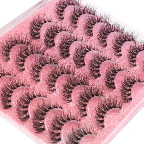 Miniatura 5 de Pestañas postizas de banda transparente, pestañas de visón falsas, pestañas de ojo de gato, pestañas Wispy de 16mm, pestañas naturales con curvatura
