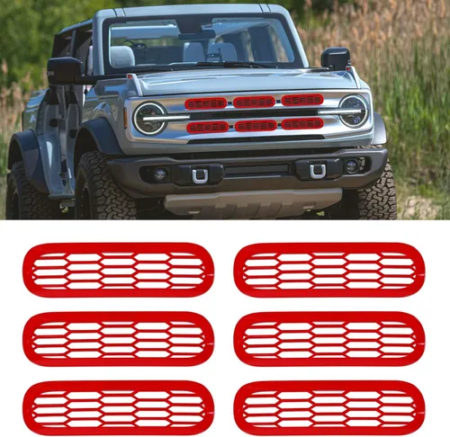 Marco de cubierta de malla para parrilla delantera, insertos de parachoques delantero, accesorios de decoración con clip para Ford Bronco Offroad