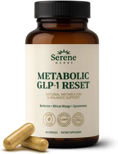 Serene Herbs Suplemento GLP-1 para Mujeres y Hombres - Reinicio Metabólico, Apoyo para el Hambre con Berberina, InnoSlim, Actiponin - Potenciador