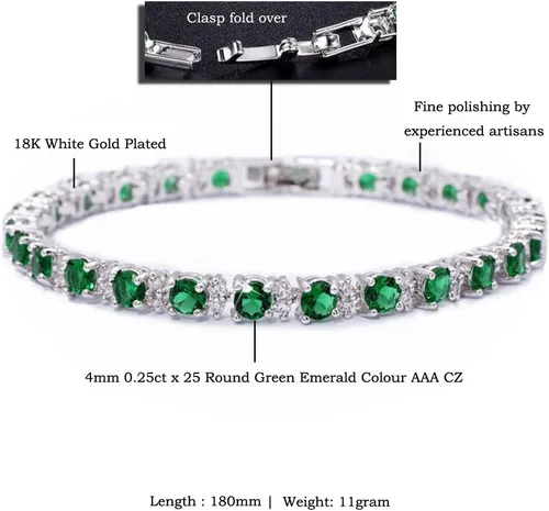 Miniatura 6 de RIZILIA Pulsera redonda de tenis chapada en oro blanco con piedra natal de circonita cúbica, 7 pulgadas