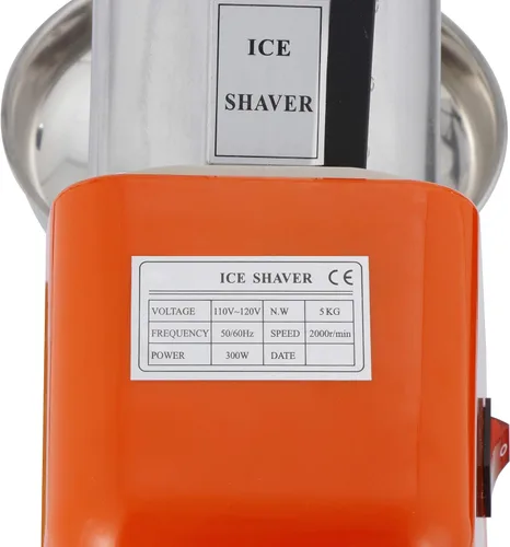 Miniatura 6 de Zeny Máquina trituradora de hielo, eléctrica, para hacer conos de nieve, de acero inoxidable, picadora de hielo raspado (naranja)