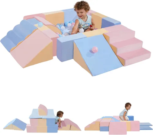 Miniatura 2 de Juguetes de escalada para niños pequeños, juego de espuma suave de 11 piezas para niños pequeños de 1 a 3 años, bloques de escalada para bebés