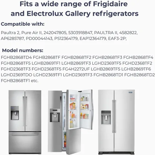 Miniatura 3 de Nispira Filtro de aire plisado para refrigerador, compatible con Paultra2 Ultra 2 Pure Air 2 Frigidaire y Electrolux Refrigeradores Parte