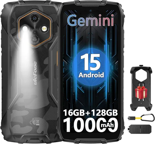 Ulefone Rugking 4 Pro 8+128GB 6.56" HD+ 120Hz pantalla, batería 10000mAh, cámara principal de 48MP Android 15 OS desbloqueado Smartphone-Negro