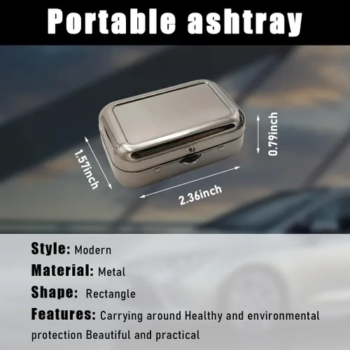 Miniatura 2 de Yourkar Ceniceros Portátiles, Mini Cenicero Portátil de Acero Inoxidable con Tapa a Prueba de Viento, Cenicero de Bolsillo Creativo Portátil