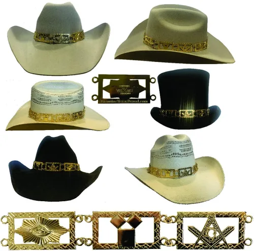 Miniatura 2 de GENUINE TEXAS BRAND Sombrero de oro masónico con joyas, Oro