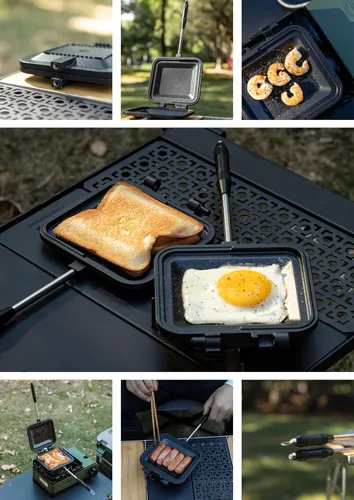 Miniatura 8 de camping moon Sandwichera Arena caliente Solo quemador Gas Fire Open Fire Compact Aluminio TT-1315 (negro)