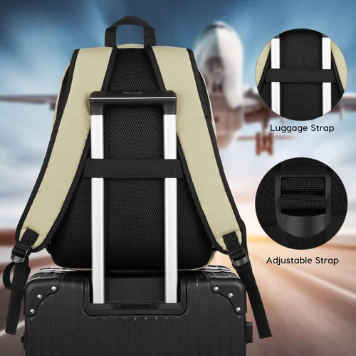 Miniatura 5 de YAMTION Mochila escolar, mochila clásica unisex para adolescentes con puerto USB para escuela secundaria, universidad, oficina, trabajo, viajes