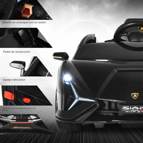 Miniatura 2 de INFANS Lamborghini Sian - Auto de paseo para niños con licencia de 12 V, con control remoto para padres, suspensión de resorte, reproductor de MP3