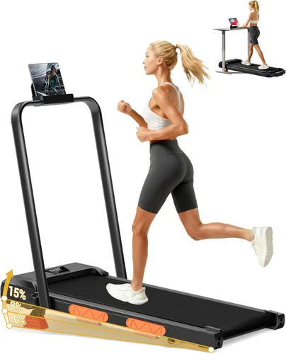 CURSOR FITNESS Caminadora 3 en 1 con inclinación del 15%, 0.6-6.2MPH, plegable, silenciosa, para oficina en casa, 2.5 HP debajo del escritorio,