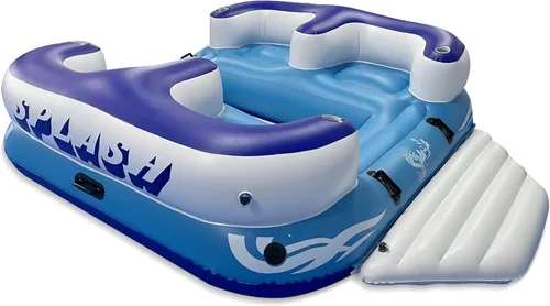 Serenelife Inflatable Towable Tube for Boating, 2 Rider Capacity with Deck Seats & Backrest, 450 lbs Water Sports Tube, Durable Nylon Cover,