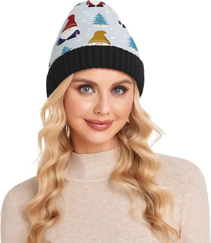 Miniatura 7 de SHJI Bolsa de regalo de bastón de caramelo de Navidad para hombre, gorro de invierno cálido de punto, gorro de cráneo Slouch Gorra de pesca, gorros