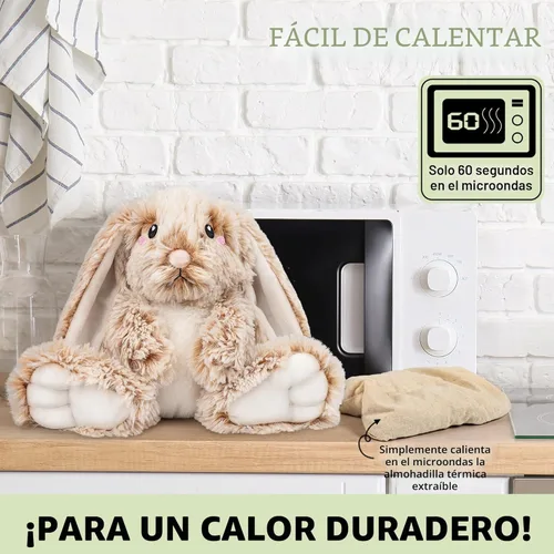 Miniatura 6 de Conejos Microondables y con Peso De Felpa - Almohadilla Calentable de 1.5 Libras Sin Perfume para Alivio del Dolor de Cólicos Menstruales y Conejito
