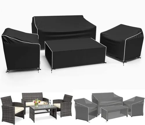 Miniatura 11 de Gasadar Funda Impermeable para Muebles de Exterior, Fundas de Juego de Muebles de Patio para Sofá Biplaza, Silla y Mesa de Centro, 600D Resistente
