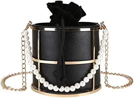 Bolso de embrague para las mujeres de la perla de la noche de los bolsos de la tarde del metal de la manija superior del cubo del bolso de cristal