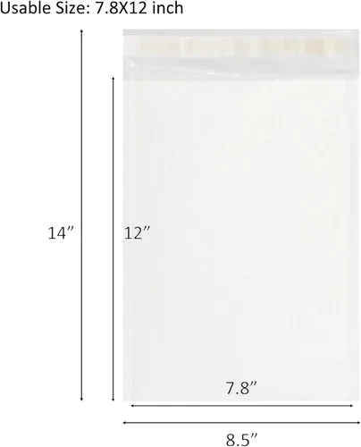 Miniatura 2 de zmybcpack - Paquete de 50 sobres de burbujas blancos de 8.5x12 pulgadas, sobres acolchados de polietileno con cierre autoadhesivo para envío