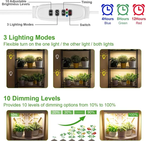 Miniatura 3 de FOXGARDEN Tira de luz de cultivo para plantas de interior, lámpara brillante de 192 LED de espectro completo con temporizador de encendido/apagado