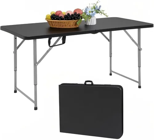 Fenbeli Mesa plegable portátil de 4 pies para uso en interiores y exteriores, plástico HDPE resistente, picnic, camping, barbacoa, comedor, mesa de