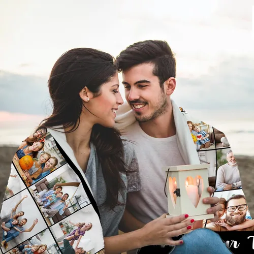 Miniatura 6 de Manta personalizada con imagen, texto fotográfico, manta de forro polar para Navidad, aniversario, cumpleaños, manta personalizable, collage de 20