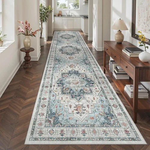 Miniatura 354 de Madane Tapete lavable de 2 x 10 pies para pasillo, cocina, recibidor, clásico, suave, antideslizante para interiores, casa de campo, baño, sala