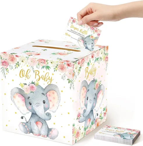 Miniatura 12 de Fumete 51 piezas Caja de tarjetas de rifa de pañales con osos con tarjetas de rifa de pañales insertadas, No podemos esperar, para baby shower