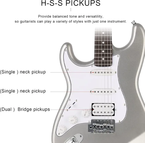 Miniatura 4 de EASTROCK Kit de guitarra eléctrica de tamaño completo de 39 pulgadas para principiantes con amplificador de 10 W, bolsa, cejilla, correa