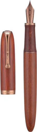 Miniatura 10 de HONG DIAN Pluma estilográfica A10, punta suave extra fina, madera de ébano negro con diseño de tapa magnética y juego de caja de metal