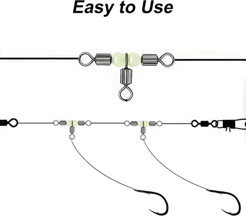 Miniatura 7 de Goture Fishing Swivels, 3 Way Swivels Fishing Tackle, T Shape Cross Line Rolling Swivels with Luminous Beads Saltwater Freshwater,Three Way Fishing