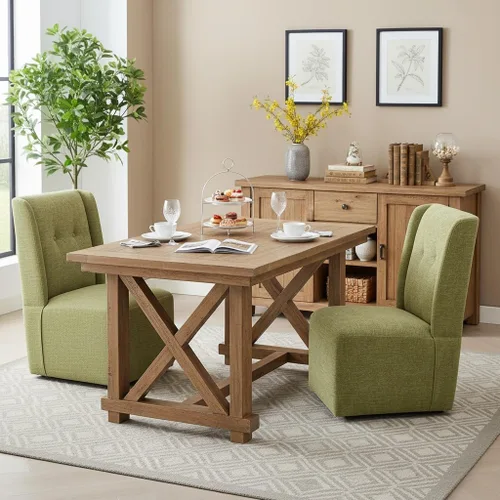 Miniatura 3 de Silla de comedor giratoria con ruedas, silla de comedor con ruedas, moderna silla tapizada con respaldo alto sin brazos para sala de estar, cocina