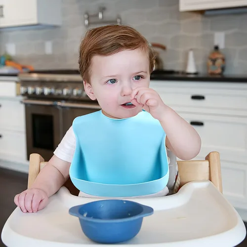Miniatura 5 de Eascrozn Silicone Bibs for Babies Toddler Set of 3, BPA Free, Soft Adjustable Waterproof Bibs for Feeding Essentials Gris