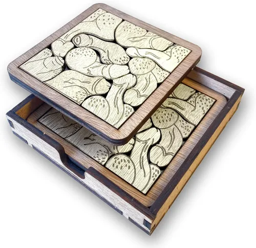 Miniatura 22 de 02 Posavasos de Perro Beagle - Juego de Posavasos de Madera con Rompecabezas de Perro Beagle - Posavasos Entrelazados tipo Rompecabezas con Diseño