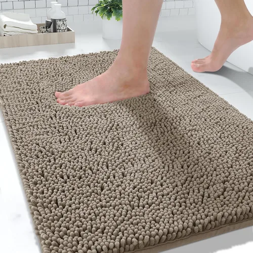 Miniatura 74 de Yimobra Alfombras lavables para baño, alfombra de baño de chenilla súper suave y absorbente para piso y alfombra, alfombra antideslizante de secado