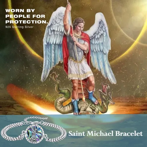 Miniatura 2 de Pulsera unisex de San Miguel/Cristóbal/Benedicto/Jude/José/Guadalupe/Ángel de la Guarda/Santa Muerte Pulsera de plata de ley 925 con cadena de doble