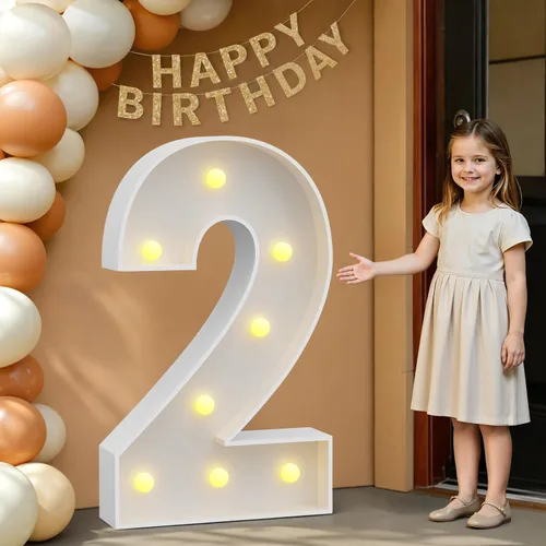 Miniatura 27 de IMPRSV Letras de mosaico iluminadas de marquesina, 4 pies para globos y fiestas, decoración de kit de arco
