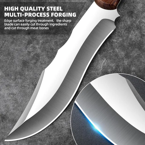 Miniatura 3 de Cuchillo de carnicero resistente con funda, cuchillos de chef, cortador de verduras, machete para cocina, al aire libre, campamento, barbacoa (7.5)