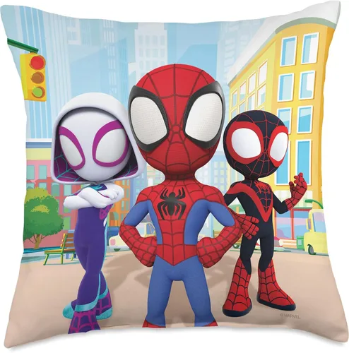 Miniatura 5 de Marvel Amazing Friends Spidey Team Group - Almohada de 16.0 x 16.0 in, multicolor