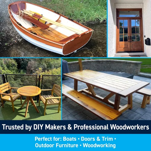 Miniatura 3 de TotalBoat Halcyon - Barniz marino a base de agua Acabado de madera de poliuretano de secado rápido para barcos, muebles de exterior y carpintería