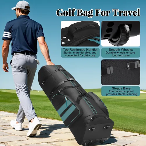 Miniatura 4 de Bolsa de viaje de golf con ruedas, al aire libre resistente 900D poliéster impermeable bolsas de golf de viaje, bolsas de viaje de golf