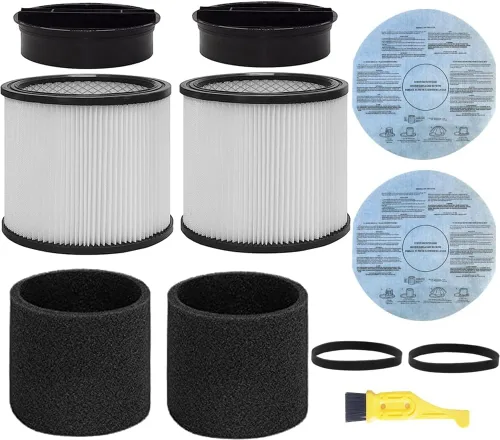 Filtros de repuesto para filtro de aspiradora Shop Vac 90304 90333 90350 con tapa, filtro de espuma 90585, filtro 9010700 con banda de retención, se